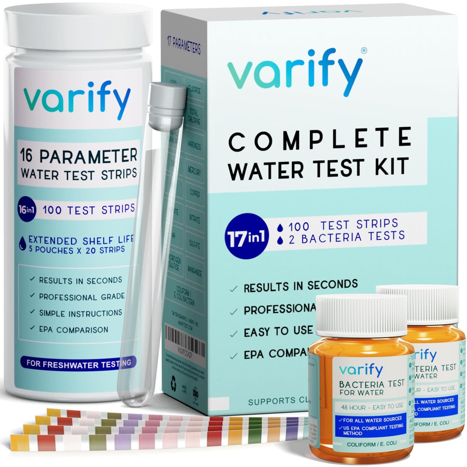 Varify 17合1 综合水质检测套装（100试纸+2细菌检测）