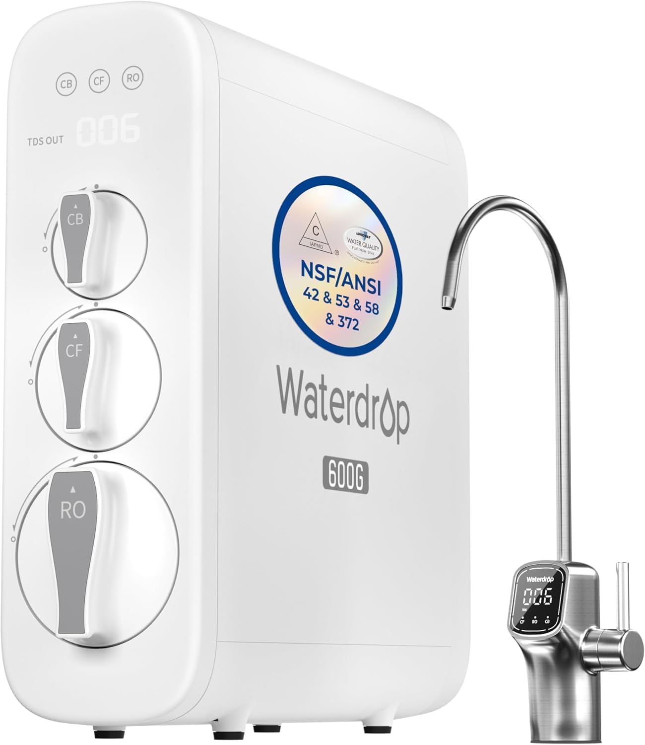Waterdrop G3P600 无罐RO净水器(600 GPD)